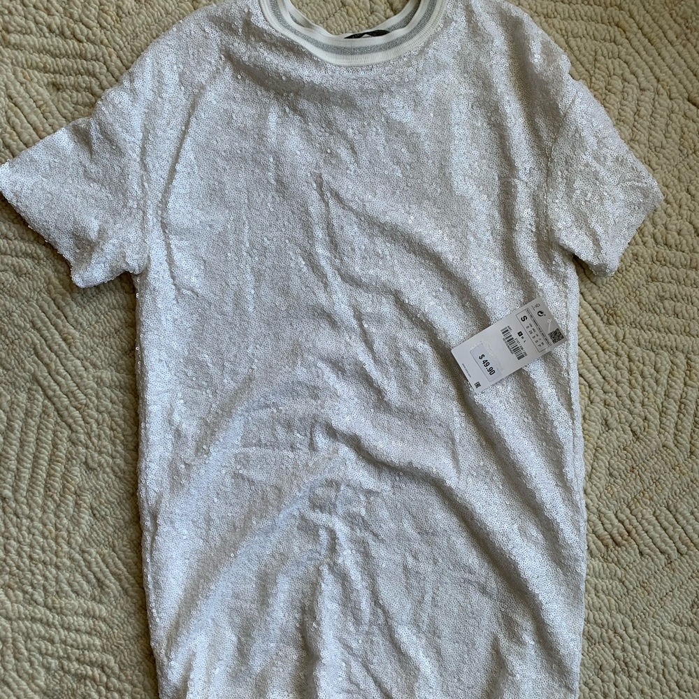 Zara sequined tshirt dress
